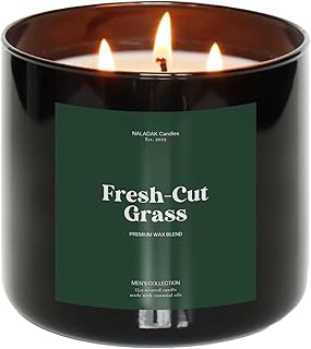 Fresh Cut Grass Candle | 3-Wick Green Lawn Scent | Fresh & Aromatic Men's Candle by NALADAK Candles
