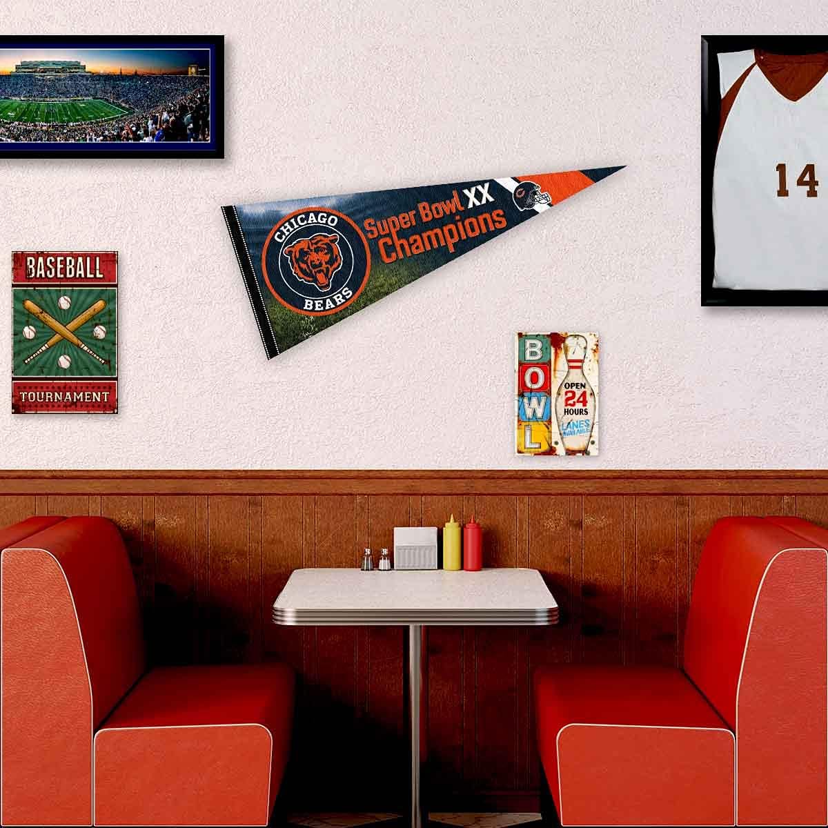 Chicago Bears 1985 Bowl Champions Pennant Banner Flag - Image 3