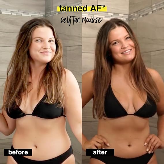 b.tan Travel Size Dark Self Tanner Kit | Get Tanned Mini Bundle - Dark Fake Tanning Mousse with Mitt Applicator, 1 Hour Express Sunless Foam, Best Fast Bronzing Glow, Vegan, Cruelty Free, 3 Fl Oz