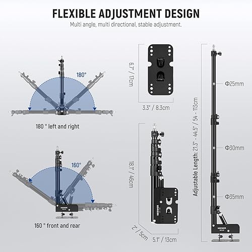 Vista 43 de Neewer Brazo de brazo de montaje en pared de 15-23.6 pulgadas/15.0-23.6 in de longitud ajustable con adaptador universal de 1/4 a 3/8 pulgadas