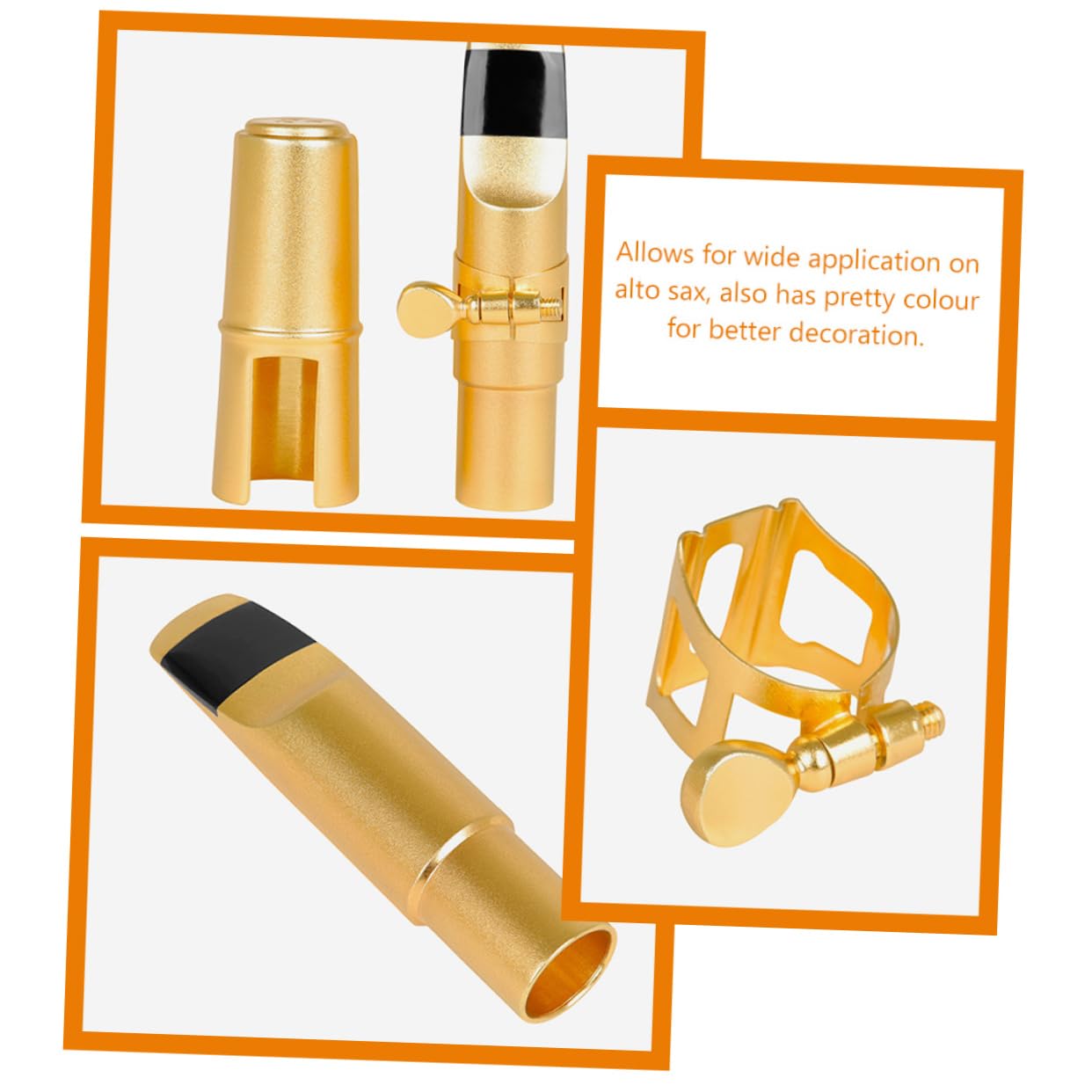 Totority Saxophone Cap Set Metal Sax Mouthpiece Accessories for Sax Woodwind Instrument