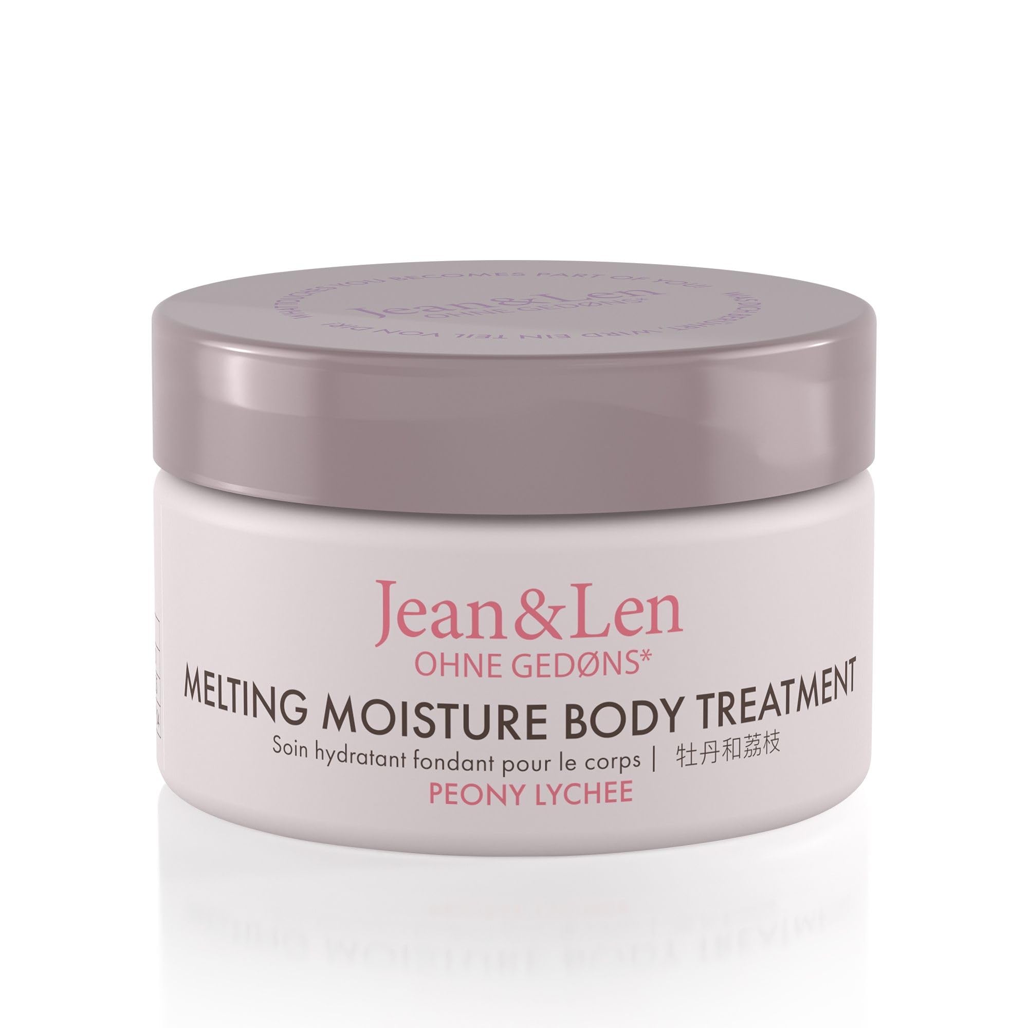 Jean & Len Melting Moisture Body Butter Peony & Lychee, dla pachnącego efektu pielęgnacji, do skóry normalnej, wysokiej jakości tygiel, pielęgnujące masło do ciała, 50 ml