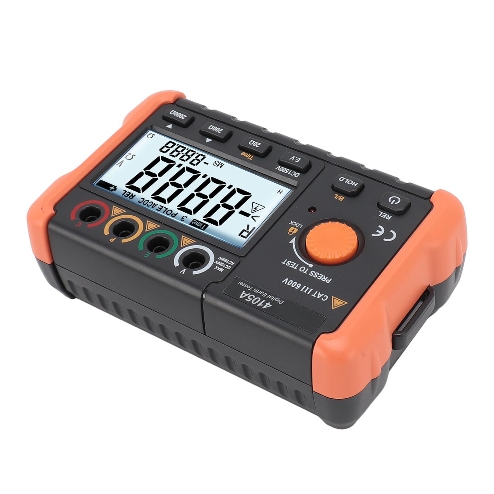 KIMISS Medidor de Resistencia a Tierra de 0.1Ω a 1999Ω Probador LCD Retroiluminado para Resistencia a Tierra, Medición Precisa de Voltaje hasta 1000V, Diseño Portátil, Incluye Cables de Prueba y