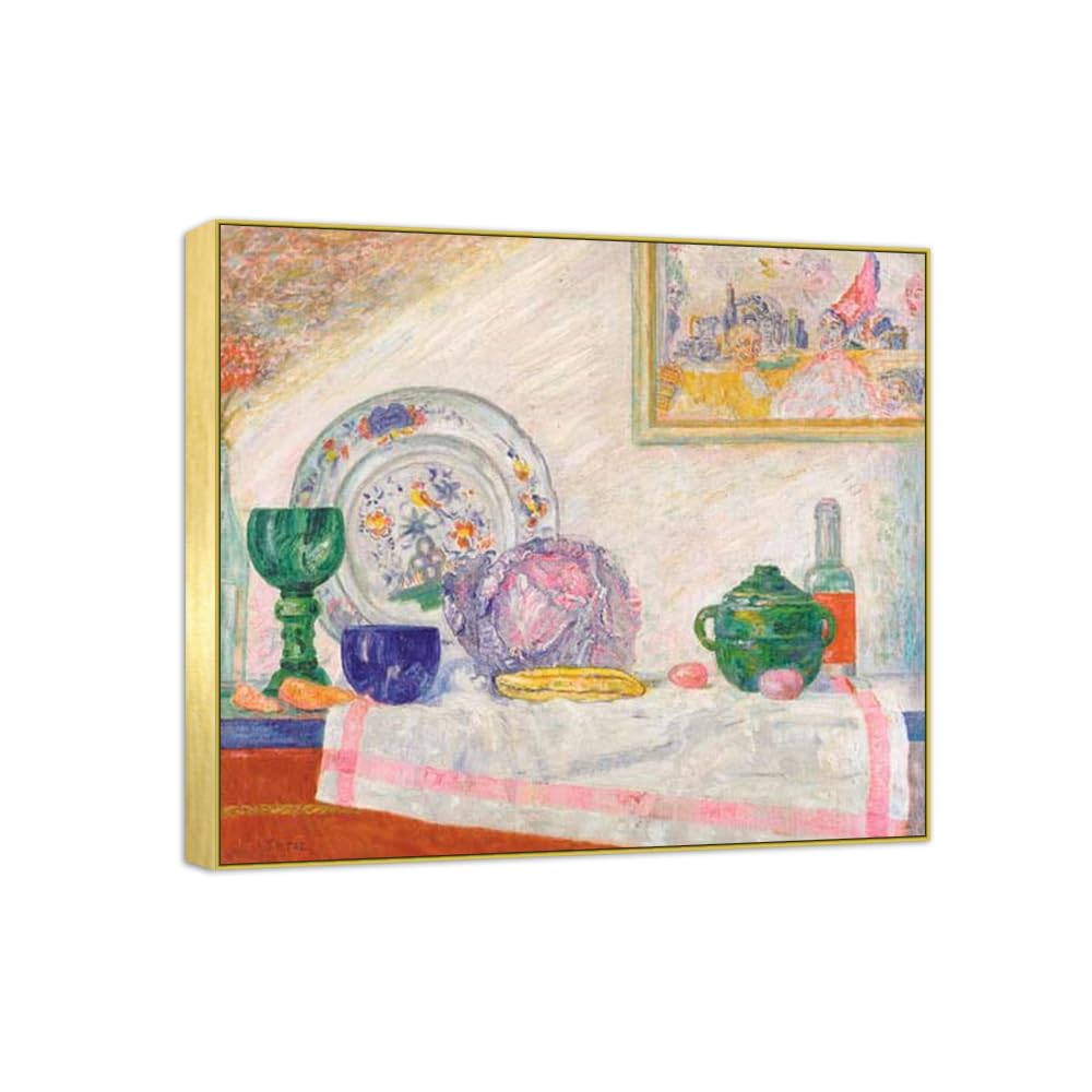 OZPWBVY Leinwandbilder Berühmte Gemälde Reproduktion-Goldrahmen Wandbilder für Wohnzimmer-Stillleben mit Rotkohl-Poster und Drucke 80x90cm31x35in