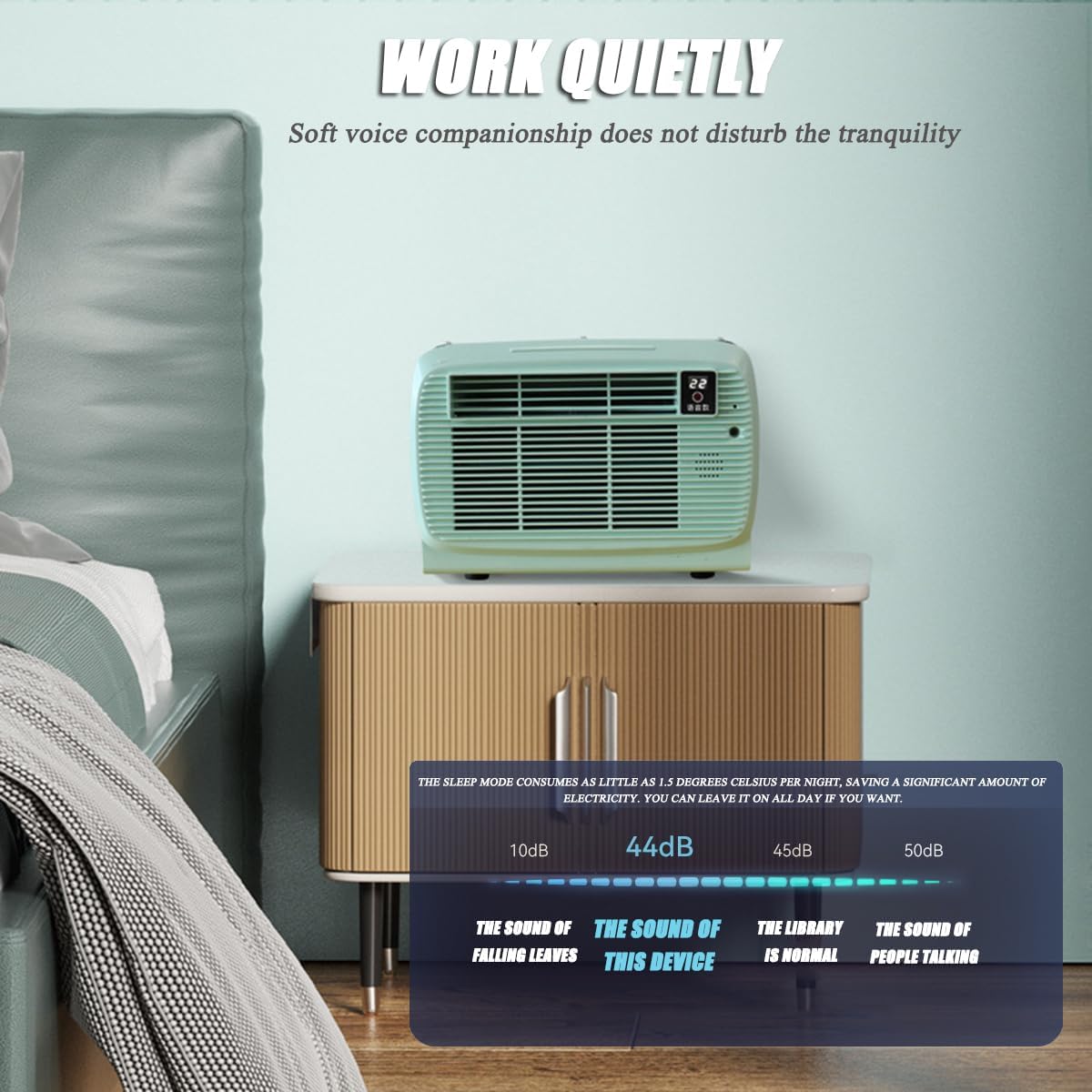 2200 BTU Przenośny klimatyzator z wężem wydechowym, wyświetlacz cyfrowy, niskie zużycie energii, idealny do kempingu, namioty, RV i sypialnie