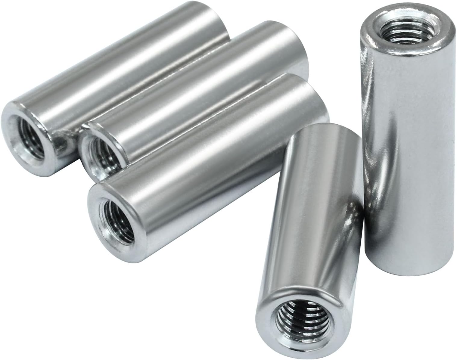 5 Pcs M6 Coupling Nut, Stainless Steel Round Sleeve Stud Nut Threaded Hardware, Connecting Rod Nuts for Bracket, Camera Pan, Lamp Bracket， 30mm Height
