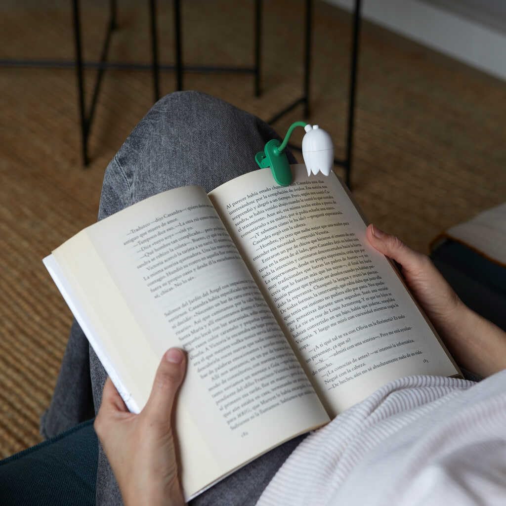 Balvi Lampada Flessibile con Clip a Forma di Tulipano Bianco per Lettura