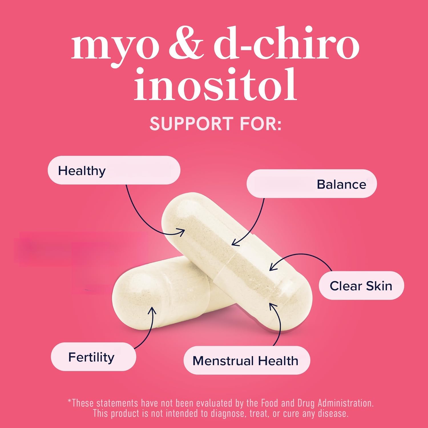 Complexe Myo D-Chiro Inositol, soutien à l'équilibre du cycle féminin | Mélange de vitamines folates ; mise au point du cycle ; équilibre intérieur féminin; nourrir quotidiennement doux