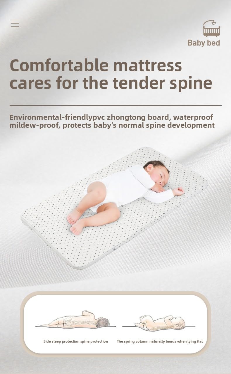 Lit Cododo Bebe, Pliable Convertible Cododo Berceau Bébé Co-Sommeil, Lit Bebe avec Matelas (X3 Khaki)