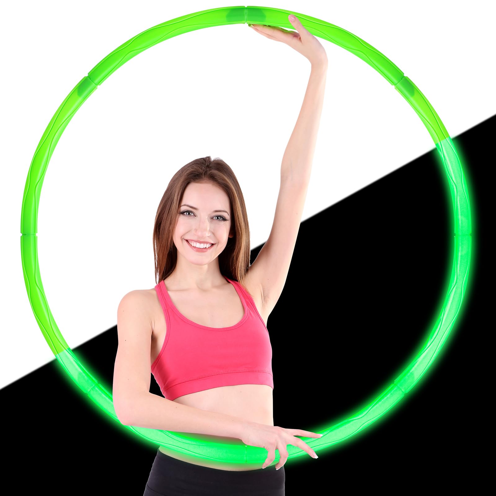 ShinyRelief Glow in The Dark Exercise Hoop 32 Inches Light up Hoop Detachable Exercise Dance Hoops Gift for Christmas Party Games Workout Dance Gymnastics - Image 3