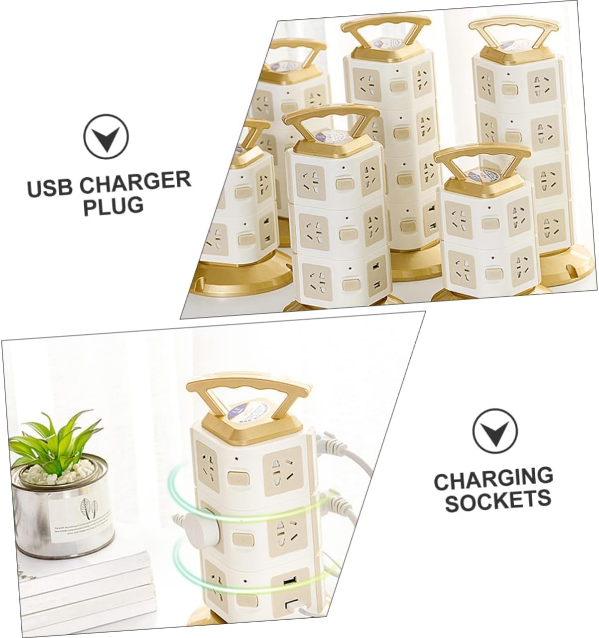 Multipresa con Porte USB - Adattatore Multifunzionale per più Dispositivi, Presa Multipla con Protezione da Sovratensione per Uso Domestico E in Ufficio