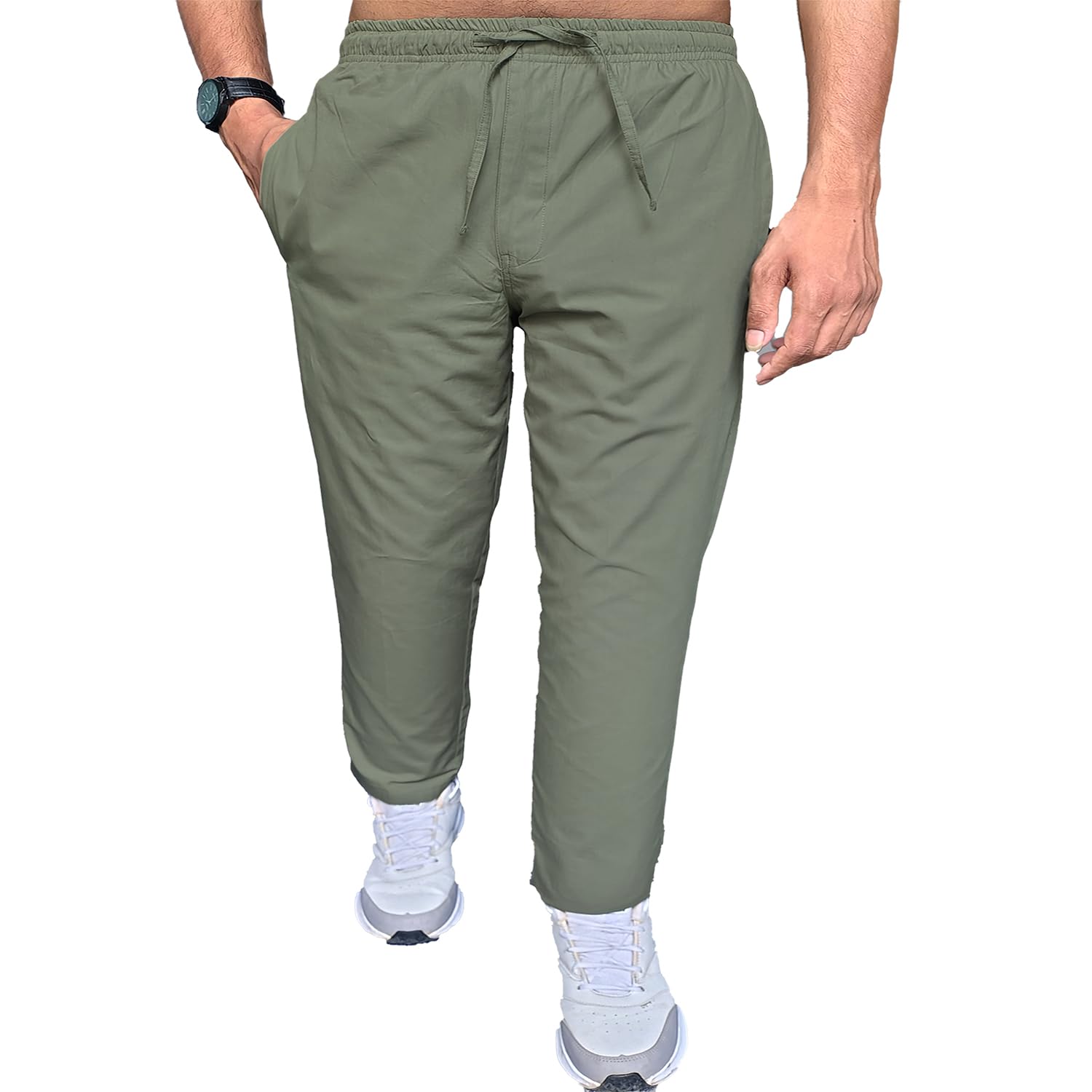 Men’s 100% Cotton Jogger-Style Casual Pants | Comfortable Outdoor & Travel Wear | Office/Work-from-Home Daily Pants (S–3XL) Black-picture-13