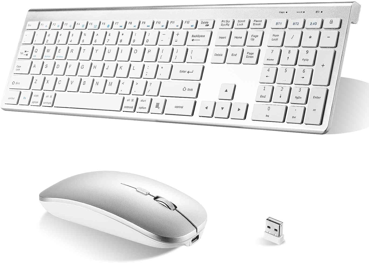 UrbanX Plug and Play Compact Rechargeable Wireless Bluetooth Full Size Keyboard and Mouse Combo for ‎Insignia ‎NS-24DF310NA21 TV - Windows, macOS, iPadOS, Android, PC, Mac, Laptop, Tablet -Black