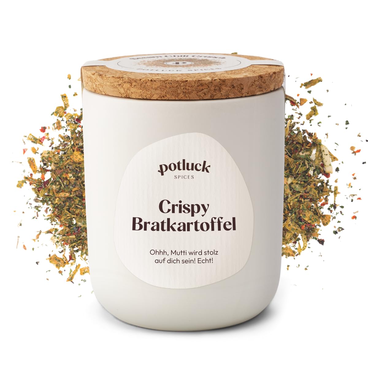 Potluck | Crispy Bratkartoffeln | Gewürzzubereitung im Keramiktopf | 60g | Vegan, glutenfrei und mit natürlichen Inhaltsstoffen