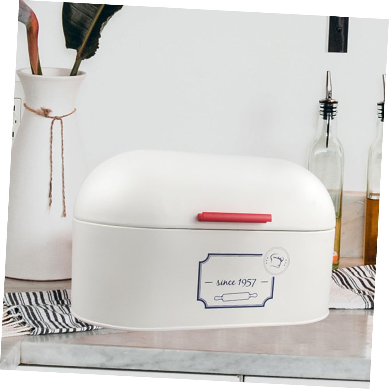 Caja para Guardar el Pan Europea Grande de Metal de Color Blanco 1pieza | Organizador para Bollos y Pasteles, Acabado Liso de Fabricación Fina, Uso en Panadería y Centro Comercial