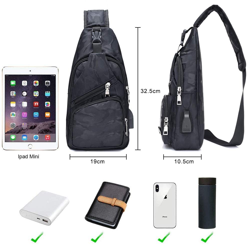 flintronic Zaino Monospalla Sling Bag, Borsa a Spalla Uomo, Borsello Tracolla (includere 1 Cavo USB)