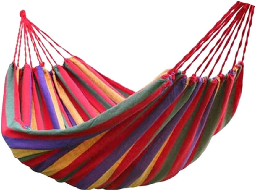 Outdoor Canvas Hammock Portable Hammock Portable with Carrying Bag for Patio Yard Garden (Red)