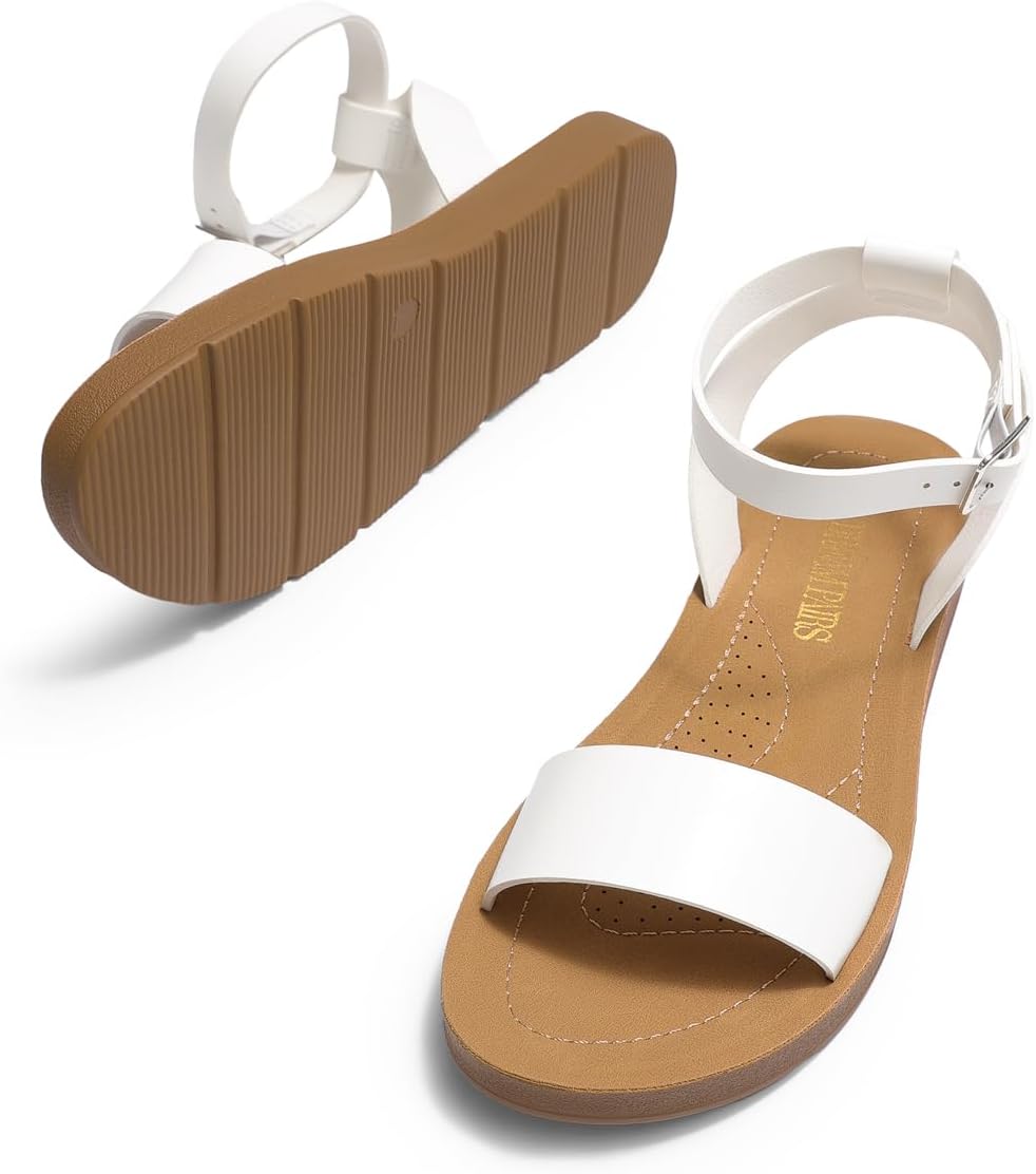 DREAM PAIRS Women’s One Band Ankle Strap Buckle Flat Sandals - Image 6