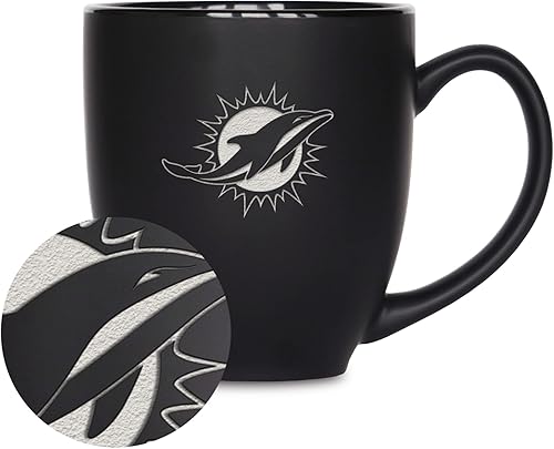 Vista 111 de Rico Industries Taza Bistro de fútbol americano de la NFL de 15 onzas, para bebidas calientes o frías, logotipo del equipo grabado para una