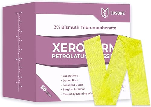 Xeroform Apósito de Petrolato 1"x8" - 50 PCS Almohadillas de Gasa Antiadherentes, Parche de Gasa de Malla Fina Suave Médica para Cuidado de Heridas,