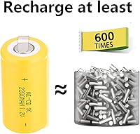 Vista 3 de Ni-Cd Rechargeable Battery Sub C SC Batteries, 1.2V 2200 mAh with Tabs for Power Tools Battery Pack (Yellow*12)