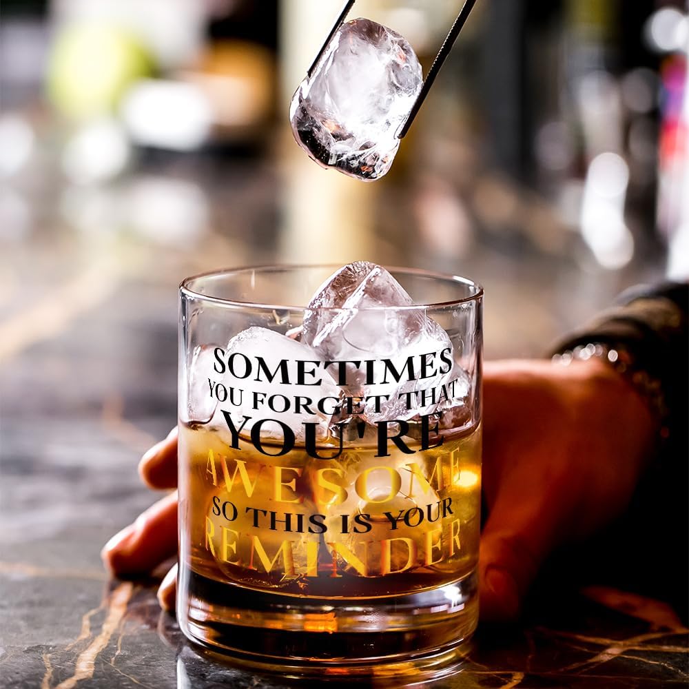 Fatbaby Inspirational Whiskey Glasses Gifts For Men Husband,Encouragement Birthday Father’s Day Thanksgiving Christmas Thank You Gifts For Dad Son Brother Grandpa Uncle Old Fashioned Wine Glass 10 OZ - Image 2