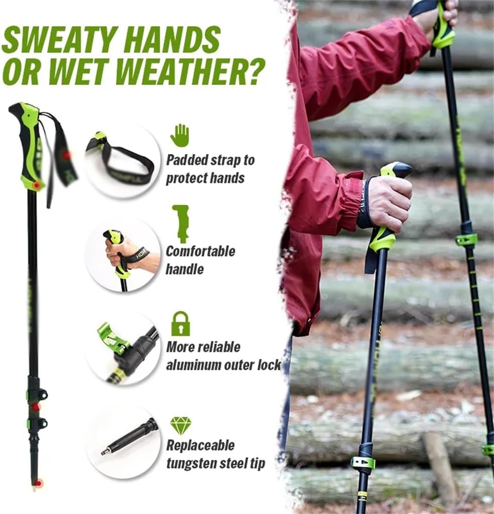 Nordic Telescopic Trekking Poles Walking Sticks Alpenstock Aluminum Adjustable with Quick