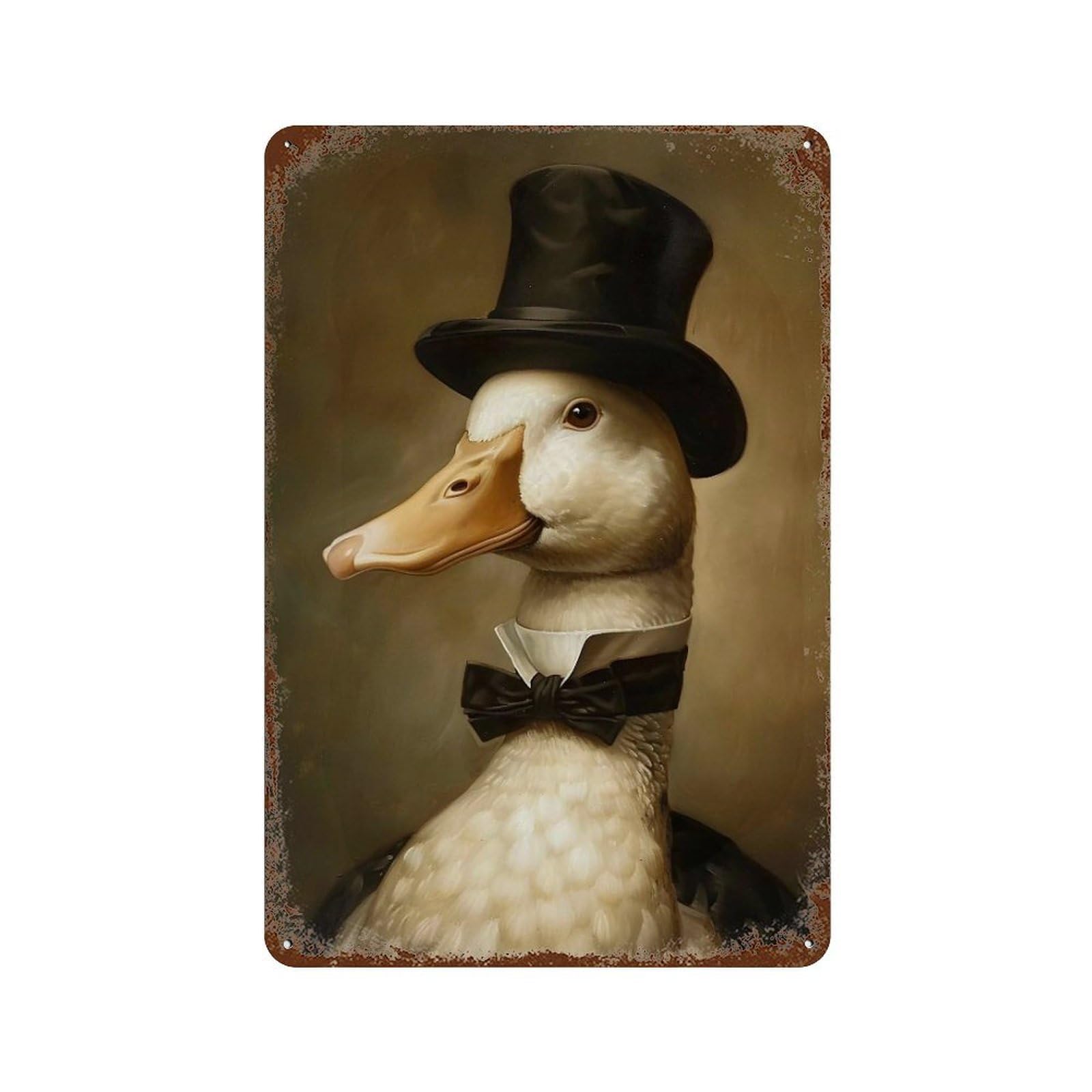 YHGERTKU Gentleman Duck 04 Wall Retro Iron Vintage Art Metal Tin Sign Poster Modern Decor for Living Rooms 30x20cm
