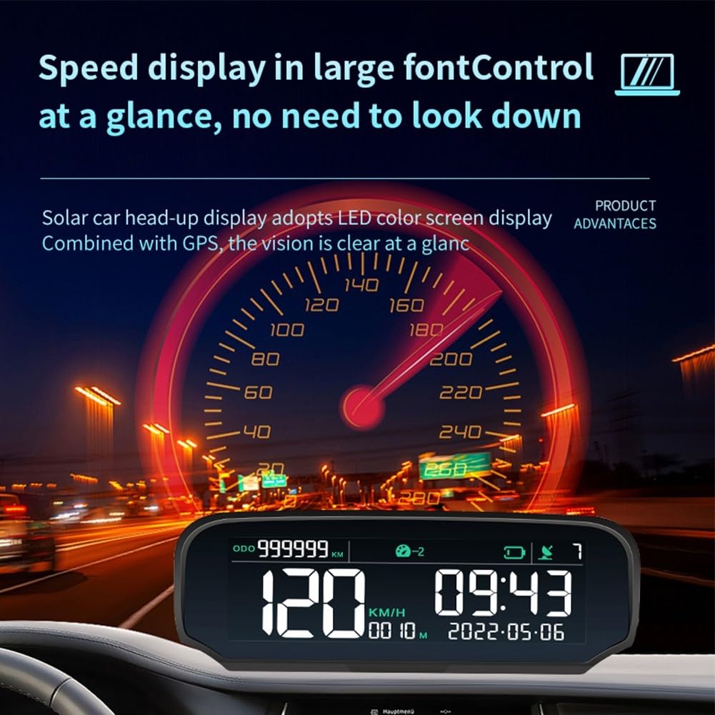 Auto Wireless Solar HUD Head Up Display, X100 Veicolo GPS Digitale Multi-funzione Solare USB Auto Tachimetro Digitale Con Schermo LCD