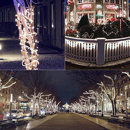 Lamker Rope String Lights White Solar Outdoor 10M 100LED Waterproof 8 Modes Dimmable Fairy Tube Light for Garden Patio Fence Yard Backyard Tree Wedding Christmas Party DIY Lighting Decorative - Image 4