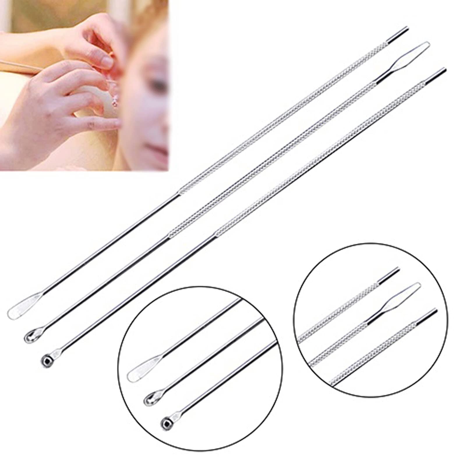 Produits d'élimination du cérumen Ensemble de Cure-Oreilles en Acier Inoxydable Dissolvant de Cire de Cure-Oreille Dissolvant de Curette de
