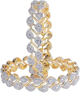 Jewels Galaxy Metal Copper and Cubic Zirconia Bangles for Women & Girls