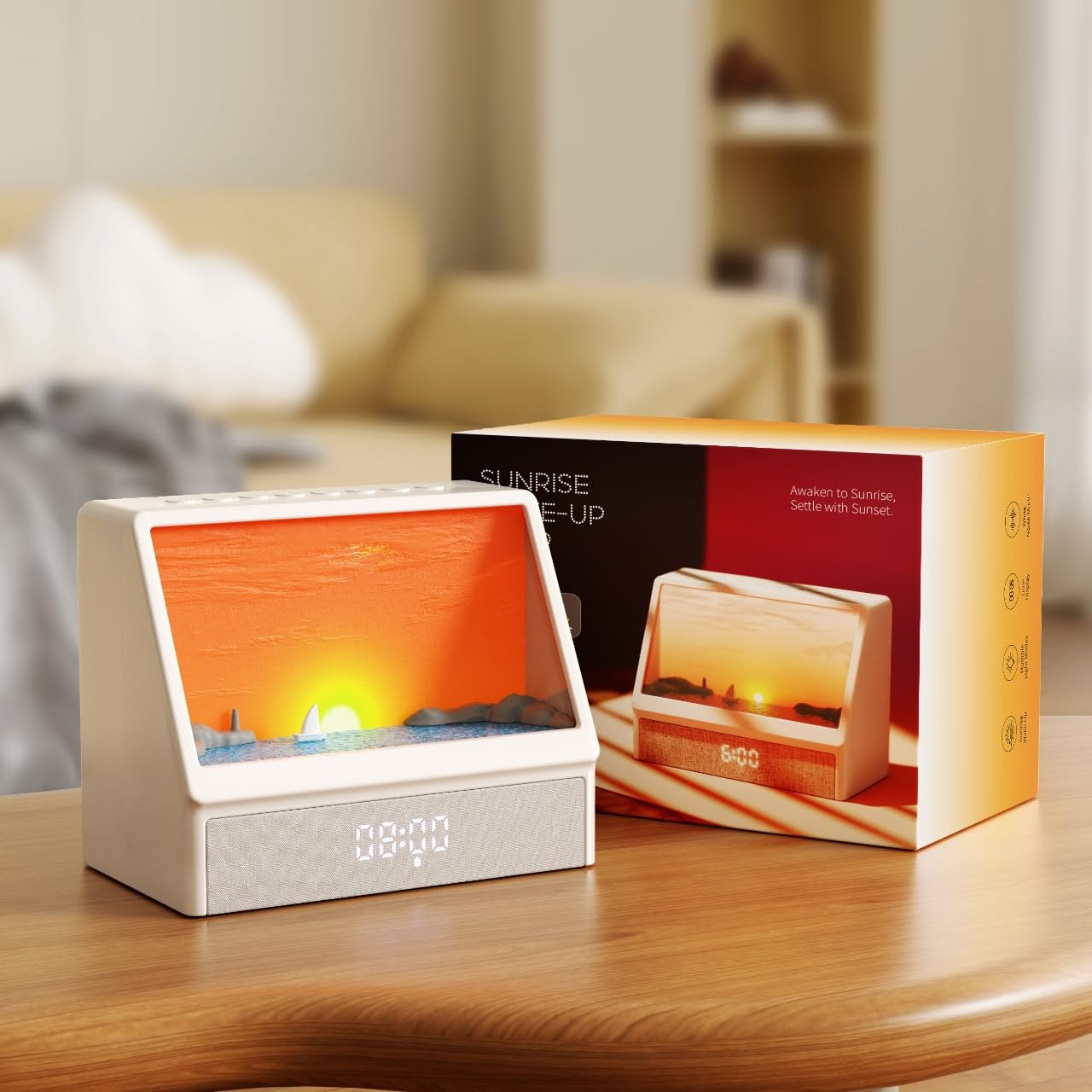 Sunrise Alarm Clock with Sound Machine for Bedrooms Heavy Sleepers Smart Wake Up Light Sunrise Alarm Clock White