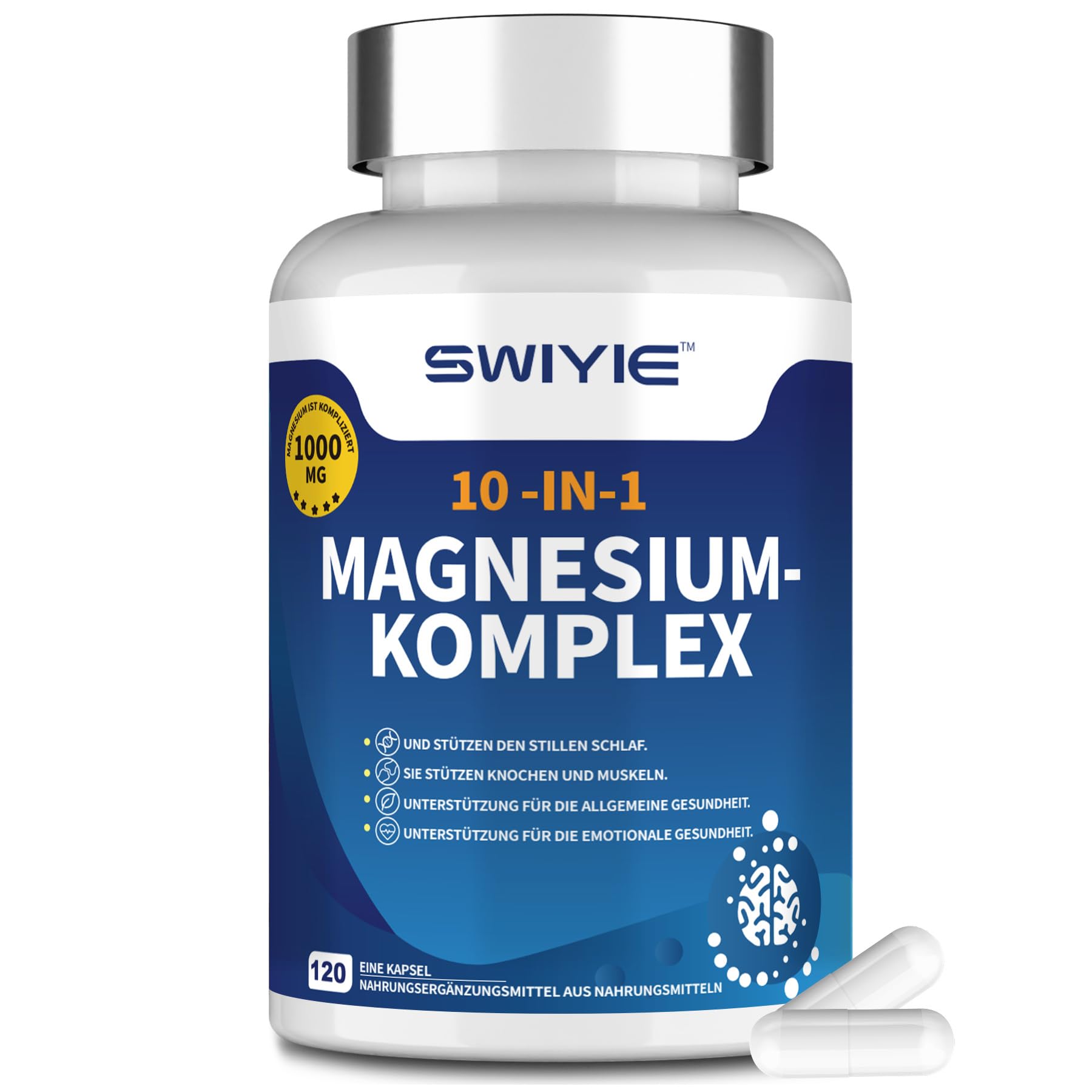 Magnesium-Komplex 10-in-1 | Mit Magnesiumbisglycinat, Citrat, Malat, Taurat, Oxid, Carbonat & mehr | 163 mg Magnesium pro Portion | Für Muskeln, Knochen, Nervensystem & Energiestoffwechsel