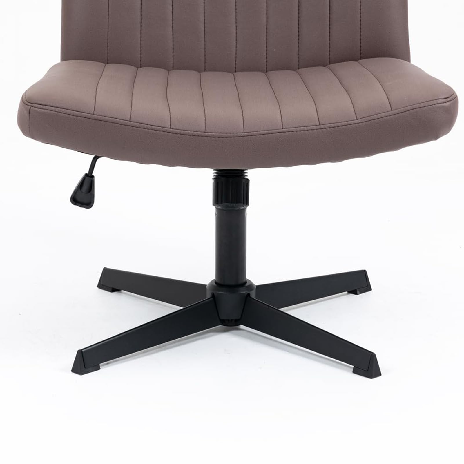 Ergonomiczne, duże i wysokie krzesło biurowe bez podłokietników, z bardzo szerokim siedziskiem i regulacją wysokości, pogrubiona poduszka ze skóry PU, na biurko domowe