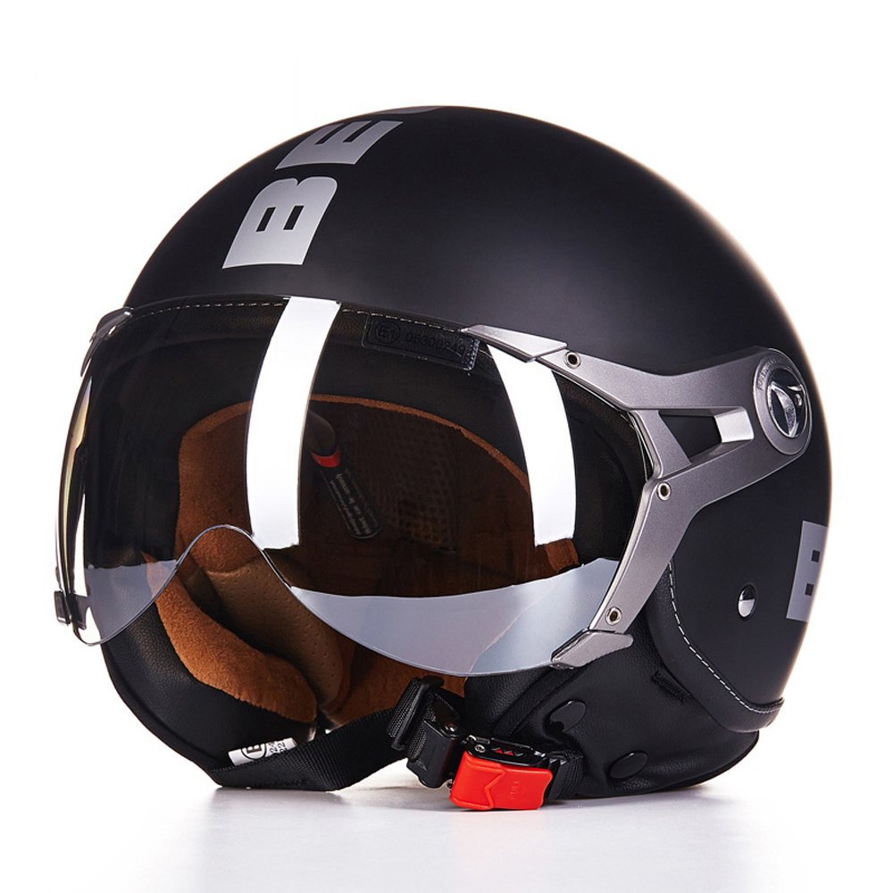 Beon Motorcycle Helmet Scooter Motorbike Front Half Face Retro Helmet Matte Black Size M L XL