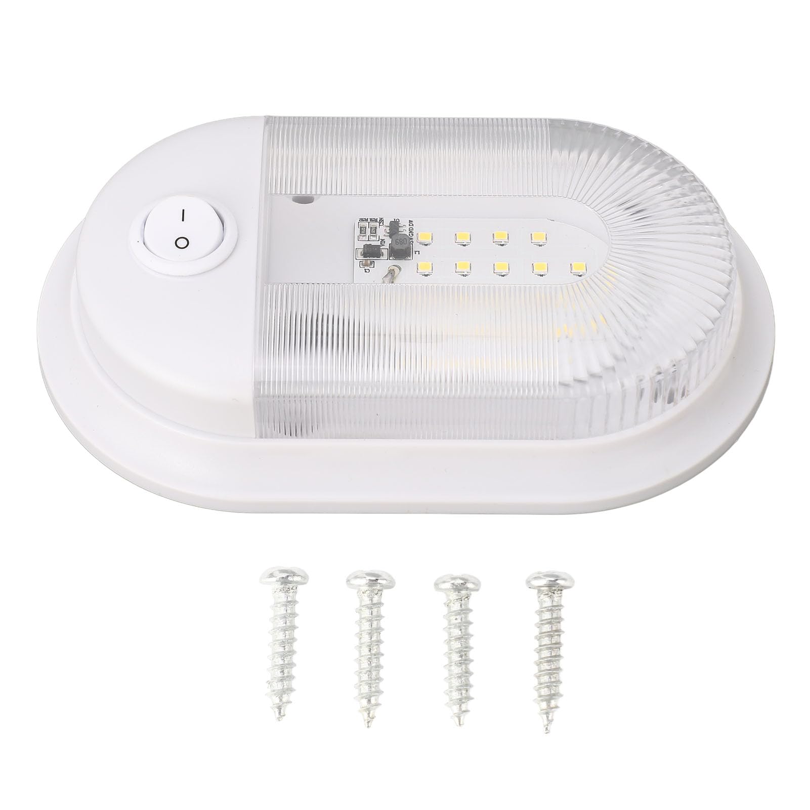 Plafonnier pour le Camping-Car, Lumière Blanche Naturelle 4000-4500K, 24 SMD 2835 LED, Éclairage Interieur de Camping-Car, Refroidailsiment Efficace 10-24V Interrupteur AVEC.