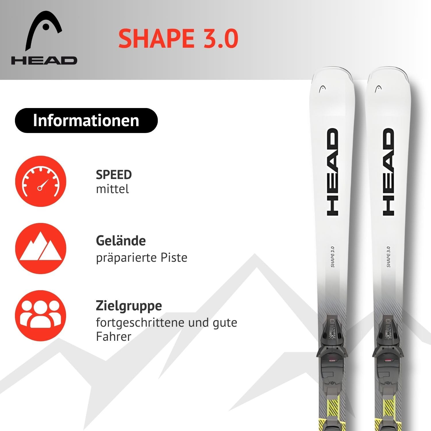 Sci alpini, piste, sci – Head Shape 3.0 – Allride Rocker – con attacco PR10 GW Promo Gripwalk Z3 – 10 – per piloti avanzati e buoni – Sci carving per piste preparate