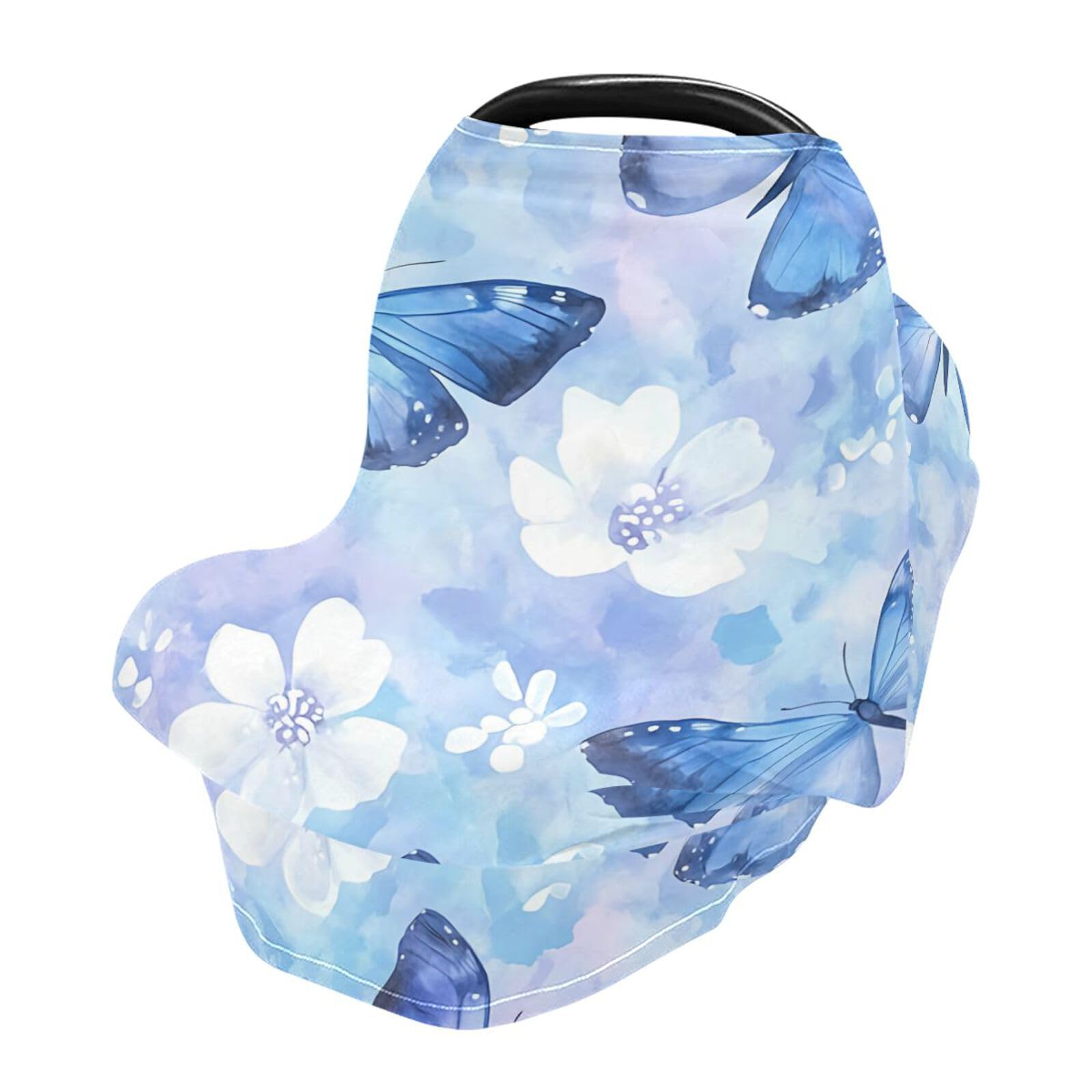 BOESI Baby Car Seat Cover, Breathable Nursing Cover, Soft and Comfortable, Multi-Purpose, for Boys and Girls, Graffiti Blue Butterfly