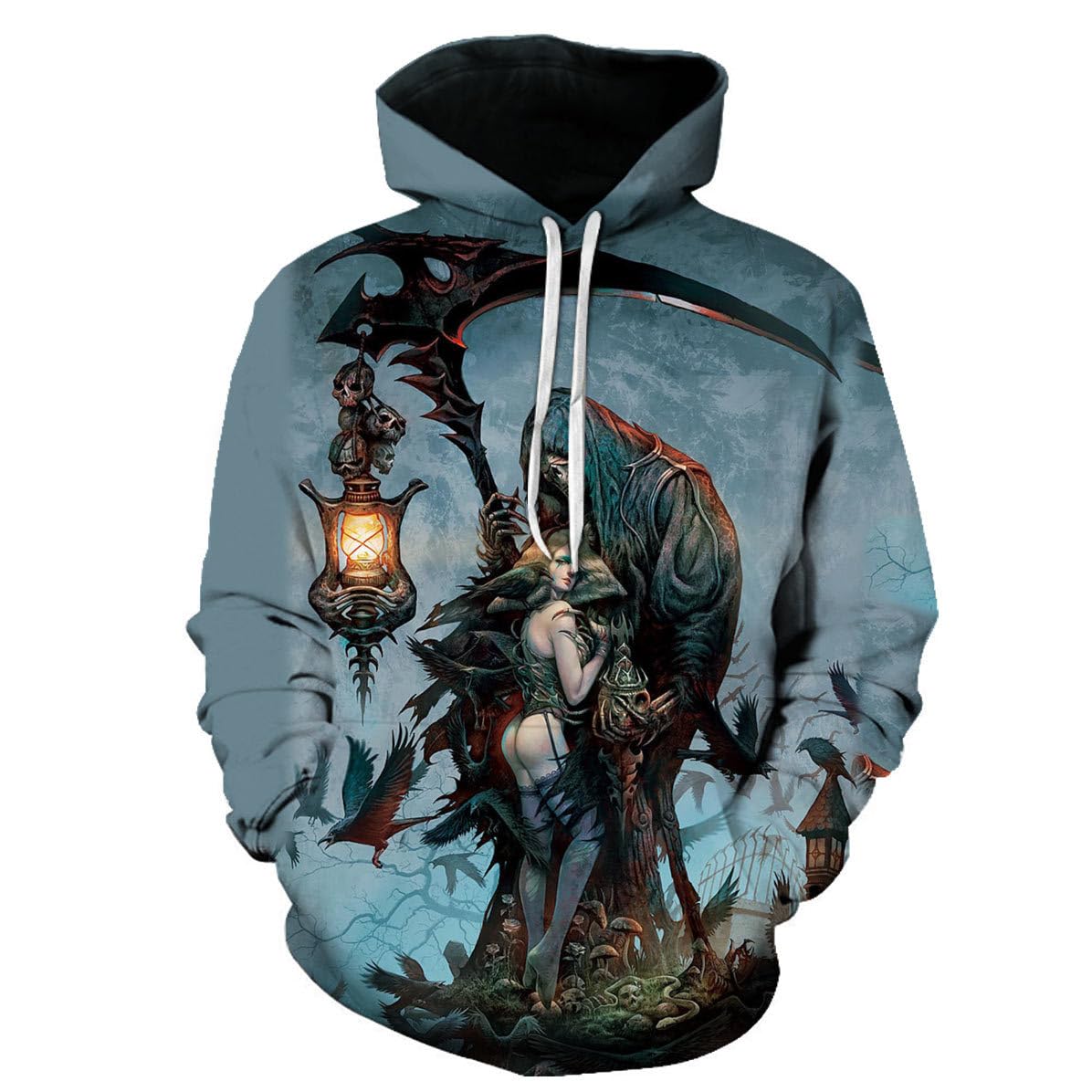 Męska bluza szkielet demon 3D druk cyfrowy pary dwuczęściowy zestaw z kapturem (4XL/B-3)