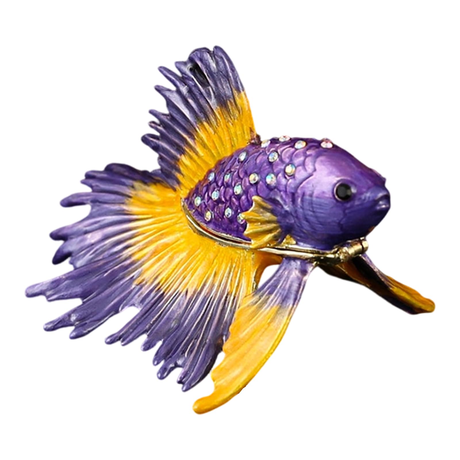 CAZSTYK Hand Painted Animal Trinket Box Stylish Siamese Fighting Fish Shape Jewelry Case Zincs Alloy Home Accessory Siamese Bettas Jewelry Box