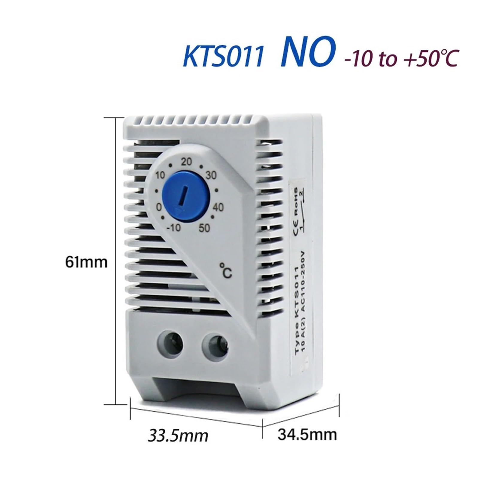 3 pezzi Regolatore di temperatura for armadietto su guida DIN Termostato industriale KTO011 KTS011 Termoregolatore meccanico da 0 a 60 gradi centigradi(NO -10 to 50 degree)