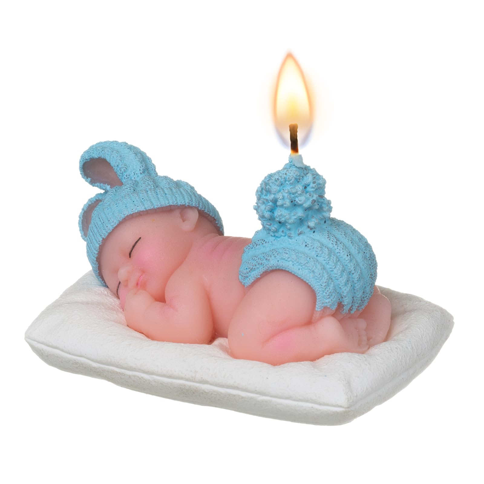 Mesiiloly Blue Baby Shower Cake Topper Boy – Baby Shower Cake Decorations, Adorable Sleeping Baby Candles, Gender Reveal Return Gifts Party Supplies (