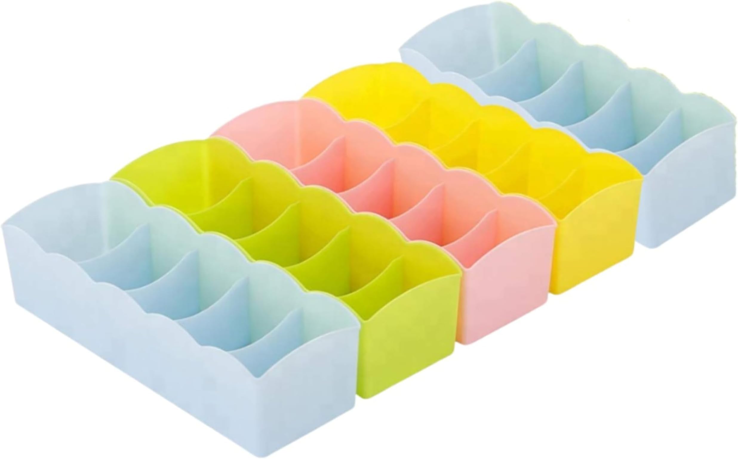 Go Hooked 5 Grid Plastic Set of 5 Multicolors Storage Box Drawer Organizer Underwear Innerwear Socks Undergarments Storage Drawer Organiser Versatile Durable Compact Efficient Sturdy Space Saving