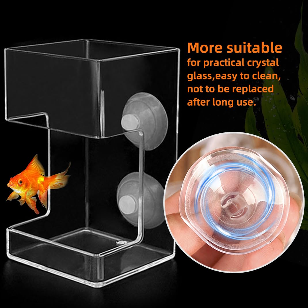 Acrylic Betta Fish Feeder for Aquarium Square Fish Feeder Suction Cup with 1 Spoon - Image 3