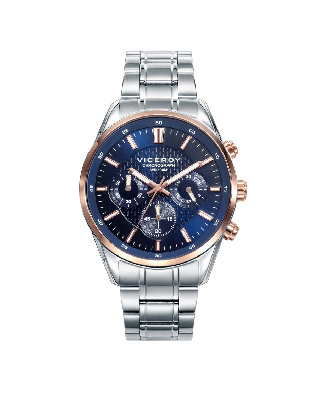 ViceroyCaballero. Cronógrafo. Bicolor IP Rose. Esfera Azul
