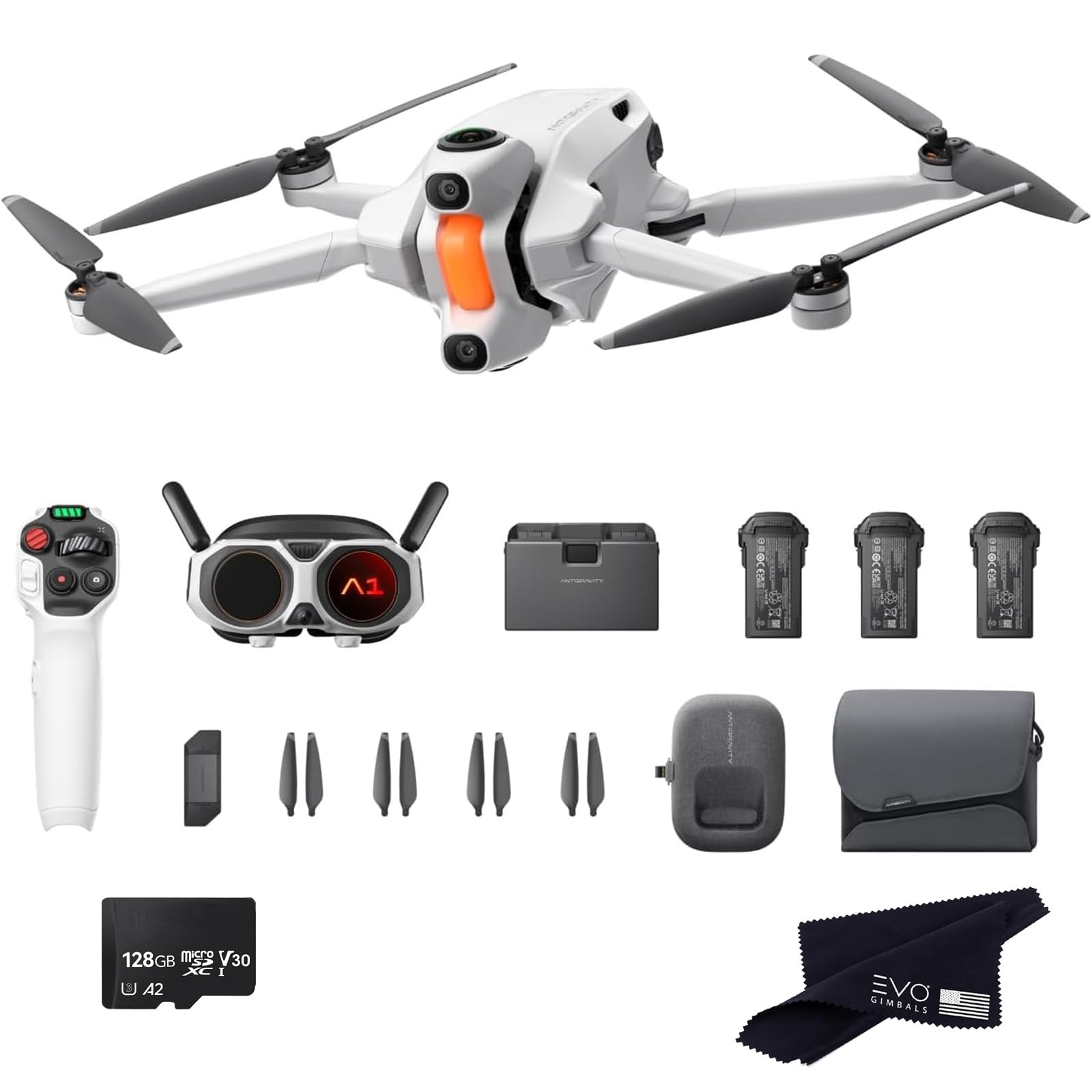 Antigravity A1 Infinity Bundle (3 High-Capacity Batteries) With 128GB Card- 8K 360 Drone for Immersive Flight, Point-to-Fly Motion Control, Obstacle