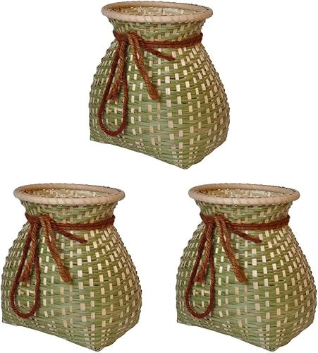 Cabilock Jarrón redondo de 3 piezas Cm Fern Planter Contenedor Cuerda de Ratán Multi- Hecho a mano Misceláneas Cesta de mimbre para Plantas M Tejer