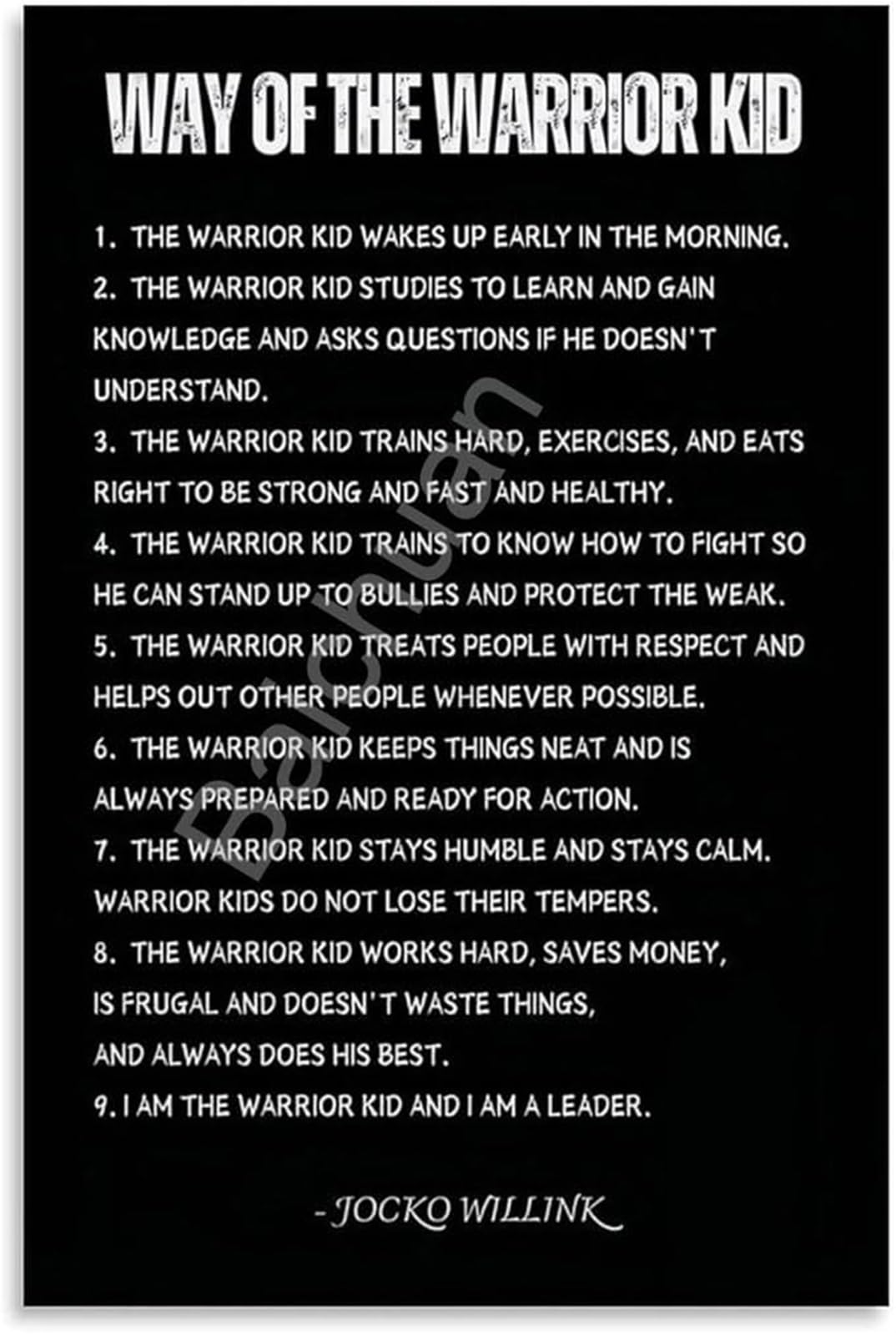 NWPNLXEA Kid Code Poster Motivational Quote for Discipline Canvas Wall-Art for Boys Room and Study Decor Unframed,08x12inch(20x30cm)