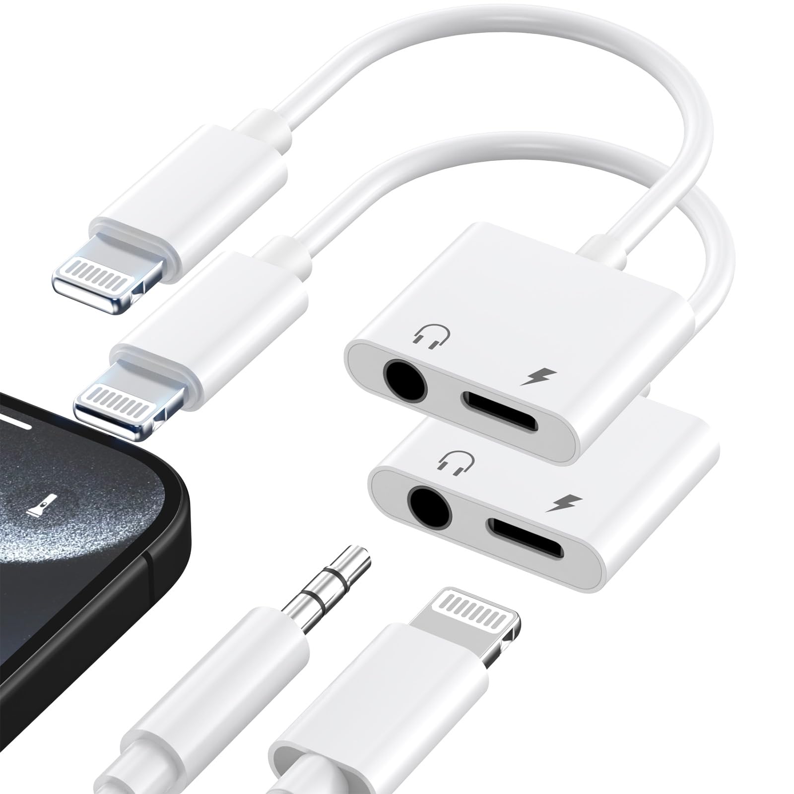 Amazon.com: [Apple MFi Certified] iPhone Headphone Adapter, 2 in 1